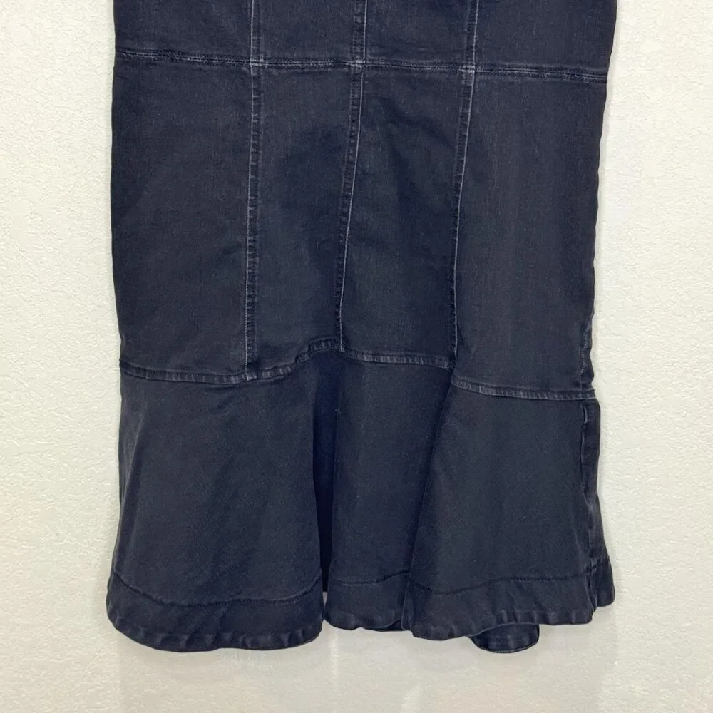 Free People Alex Denim Dress Womens Size 12 Black Sleeveless Flare Zip Back